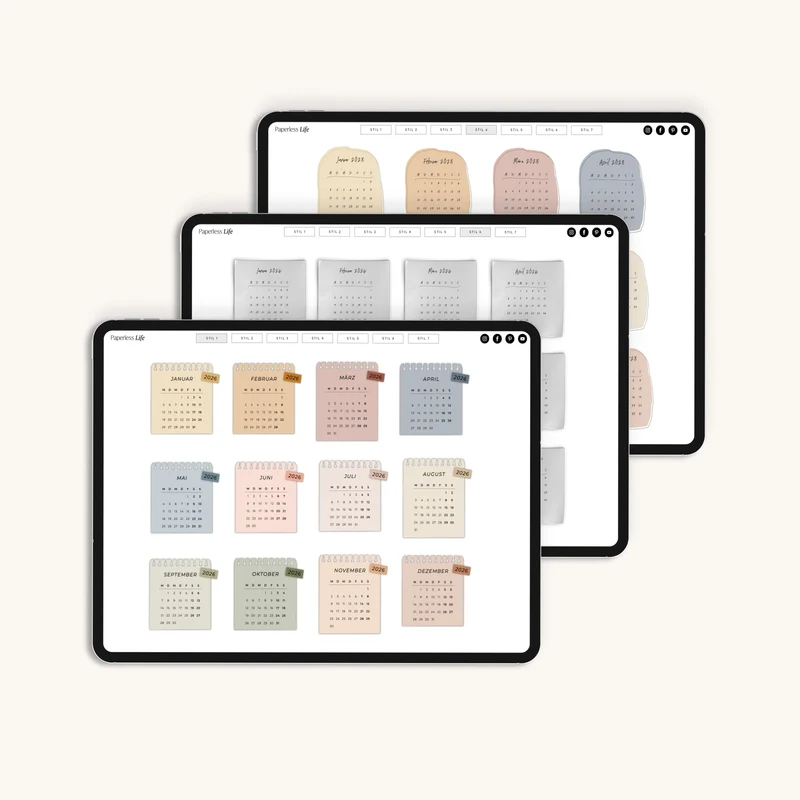Digitale Sticker | Kalender-Sticker 2026, 2027, 2028
